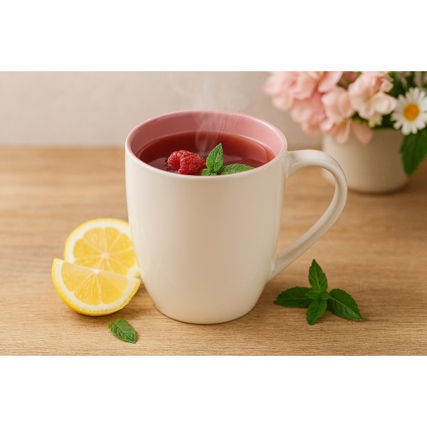 Kubek porcelanowy 470 ml Biały - różowy