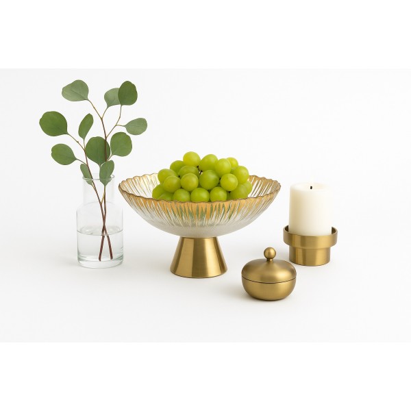 Patera szklana na złotej nodze 180031