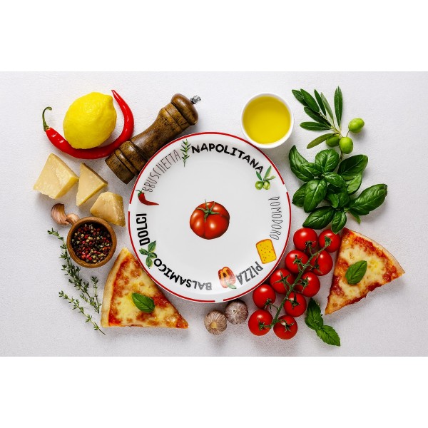 Talerz do pizzy 30 5 cm Czerwony brzeg MPL