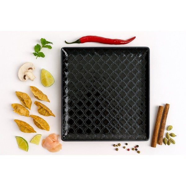 Talerz płytki kwadratowy 17cm Marrakesz czarny