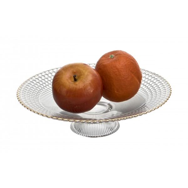 Patera szklana 22 5 cm złote obrzeże