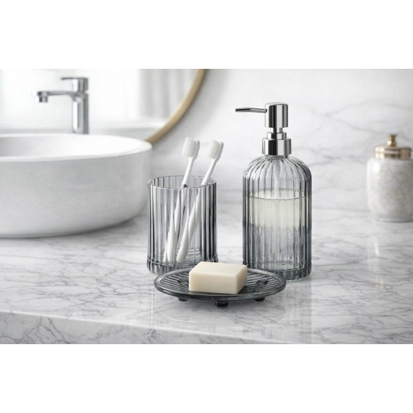 Szklany komplet łazienkowy 3-elementowy ARI