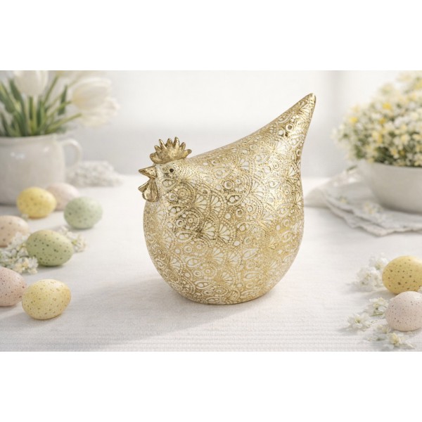 Figurka dekoracyjna Kogut 17 5x13x19 cm złota 15331