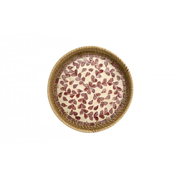 Taca dekoracyjna rattanowa 30cm Natural brązowa okrągła