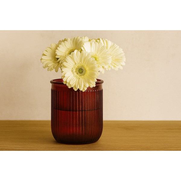 Wazon szklany 20 cm Stripe czerwony San Miguel recykling