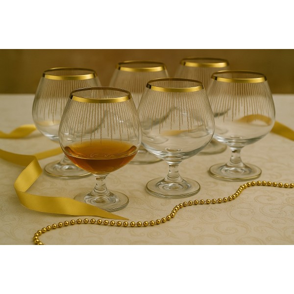 Komplet 6 kieliszków do koniaku 400 ml Koral Gold