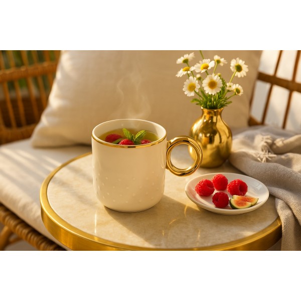 Kubek porcelanowy 350 ml Palazzo kremowy 2759