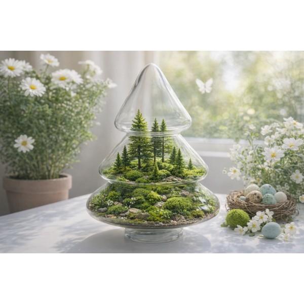 Bombonierka szklana 2-częściowa Choinka 25 cm