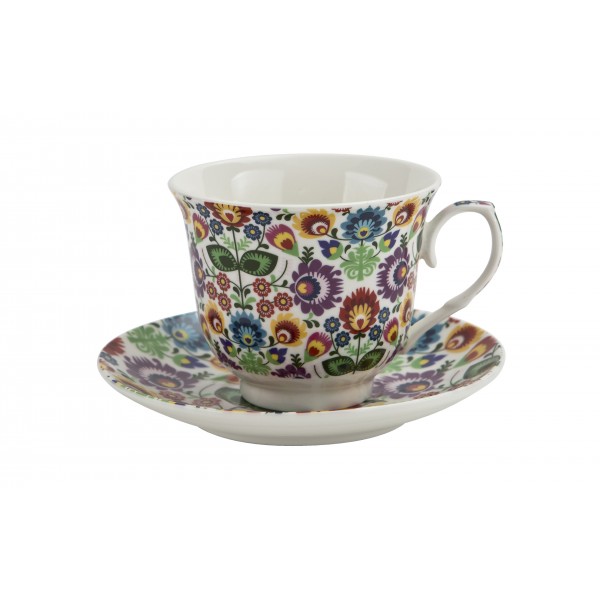Filiżanka porcelanowa 250 ml + spodek Łowicz