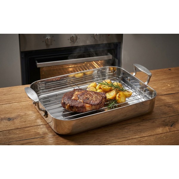 Brytfanna z rusztem 35x25 cm Stainless Steel