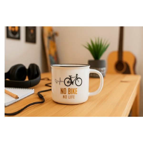 Kubek porcelanowy 380 ml Funky Rower czarny w pudełku