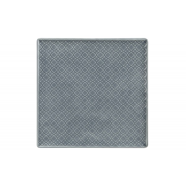 Talerz płytki kwadratowy 25 5cm Marrakesz szaro-niebieski K9