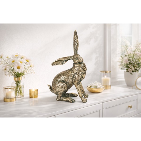 Figurka z tworzywa Zając 36 5 cm Złoty GJ0017