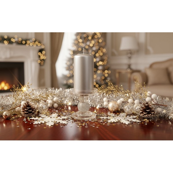 Świecznik szklany niski 8 5 cm JK0348