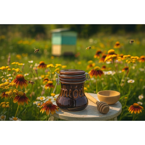 Pojemnik ceramiczny na miód 300 ml Brązowy 3330