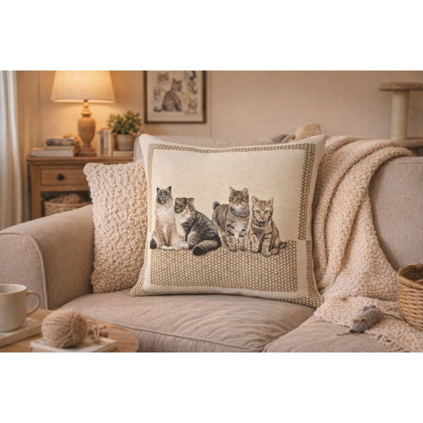 Poszewka dekoracyjna 45x45 cm Koty Gobelinowa Premium
