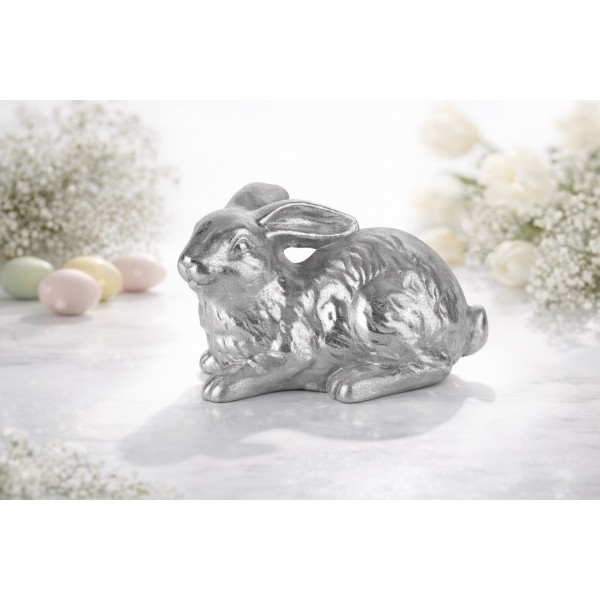 Figurka dekoracyjna Zając 13x20 cm srebrny