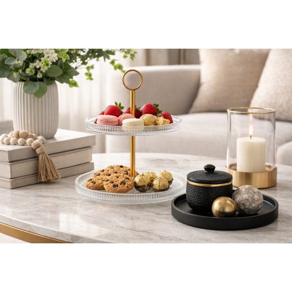 Patera dwupoziomowa 24 cm Curly złota AMBITION