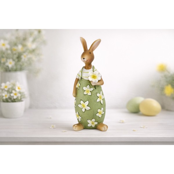 Figurka dekoracyjna Zając z kwiatkiem 16 cm VB0328
