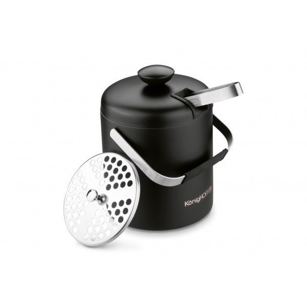 Wiaderko do lodu 1 3 L ze szczypcami Lugo czarny mat