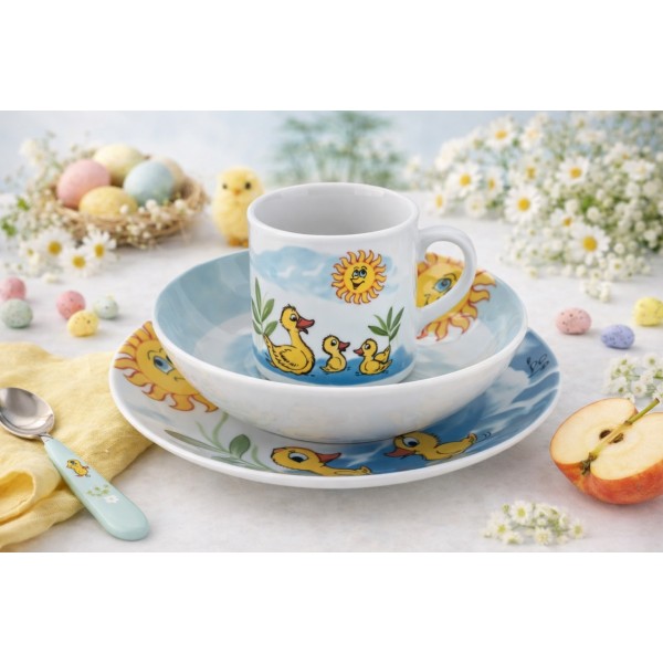 Zestaw naczyń dla dzieci Kaczuszki porcelanowy
