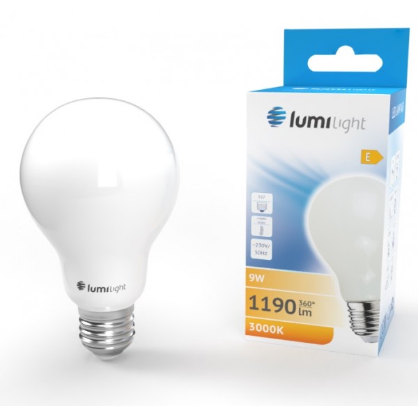 ŻARÓWKA LED A60 MILK E27 9W CIEPŁA LL6549