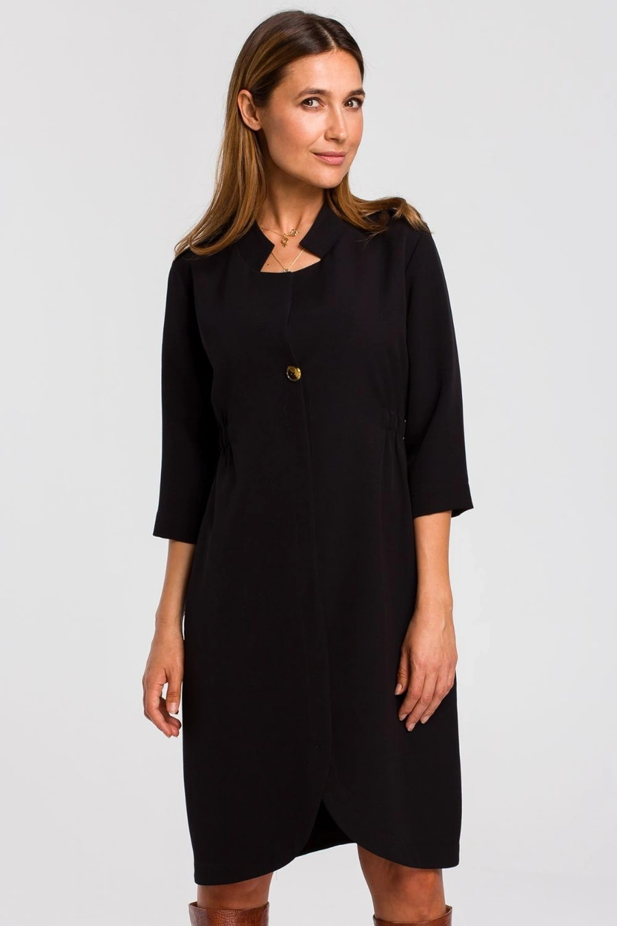 Sukienka marynarka elegancka żakietowa asymetryczna midi czarna