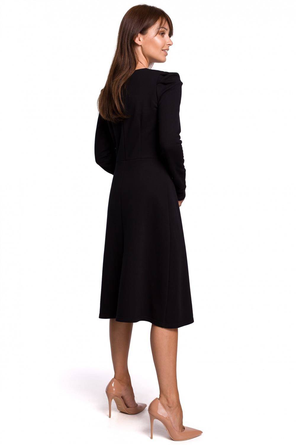 Opis: Bawełniana sukienka midi z bufiastymi rękawami i dekoltem V czarna.