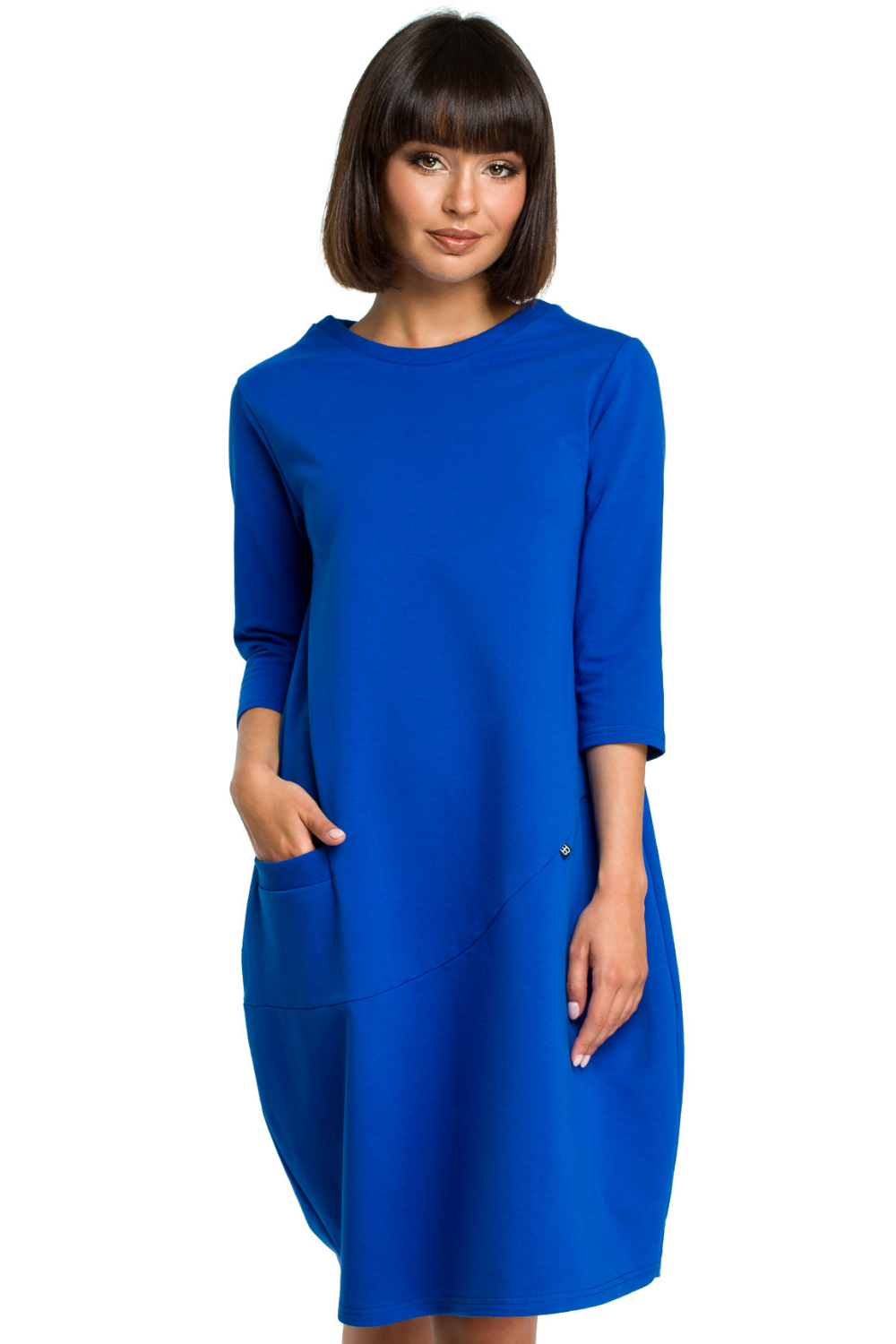 Sukienka Sukienka dresowa bombka oversize z kieszonką z przodu niebieska