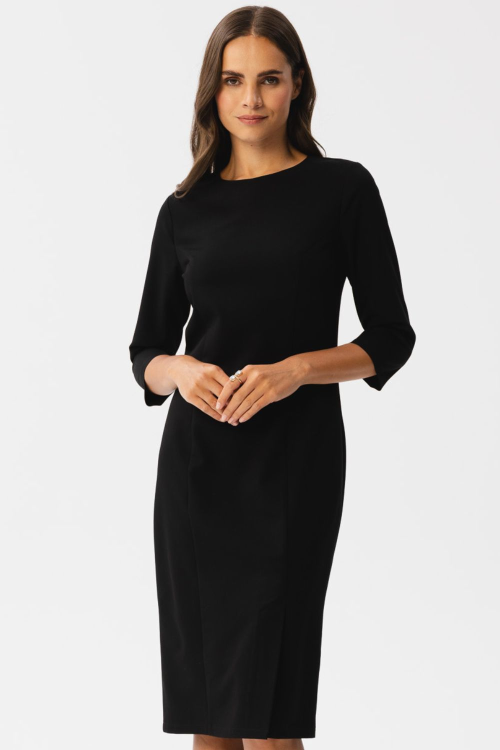 Sukienka Elegancka sukienka ołówkowa z rozcięciem czarna