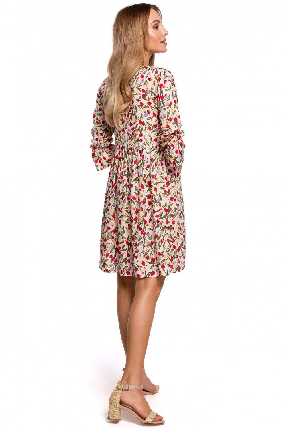Sukienka Sukienka oversize rozkloszowana mini z wiskozy w kwiaty na lato 2