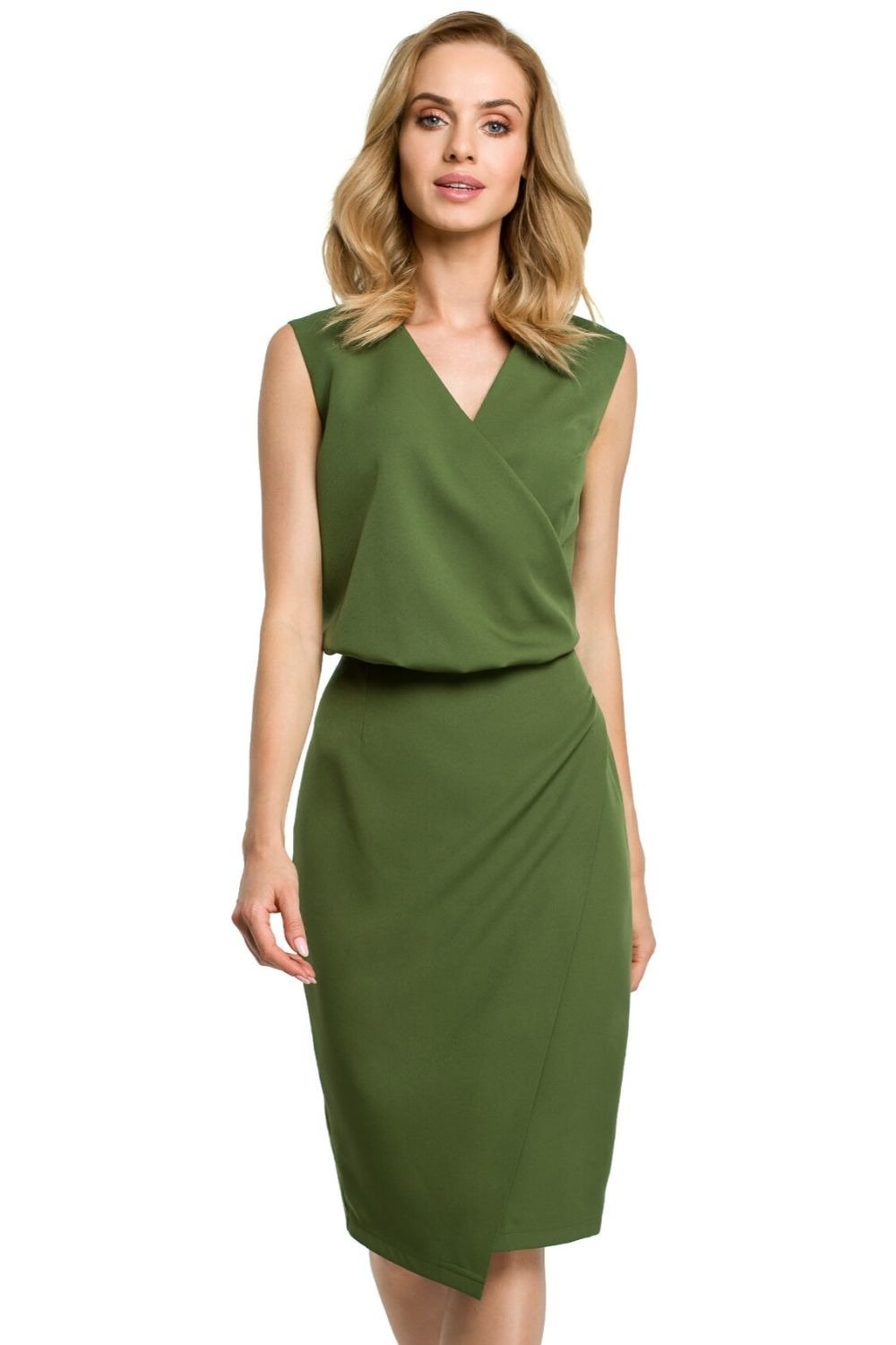 Sukienka Sukienka elegancka ołówkowa do pracy kopertowy dekolt zielona