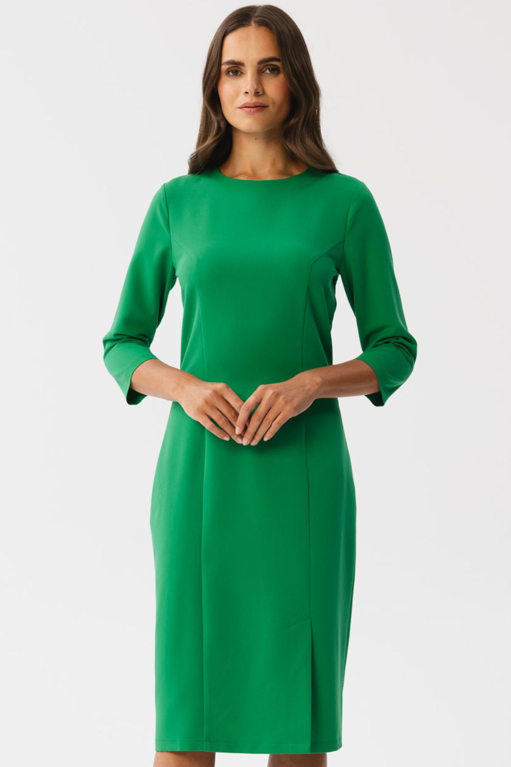 Sukienka Elegancka sukienka ołówkowa z rozcięciem zielona