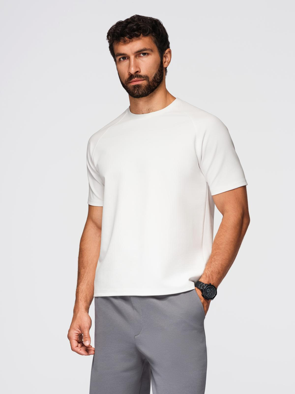 Koszulka męska COMFORT FIT z raglanowym rękawem – off-white V1 - Rozmiar: L