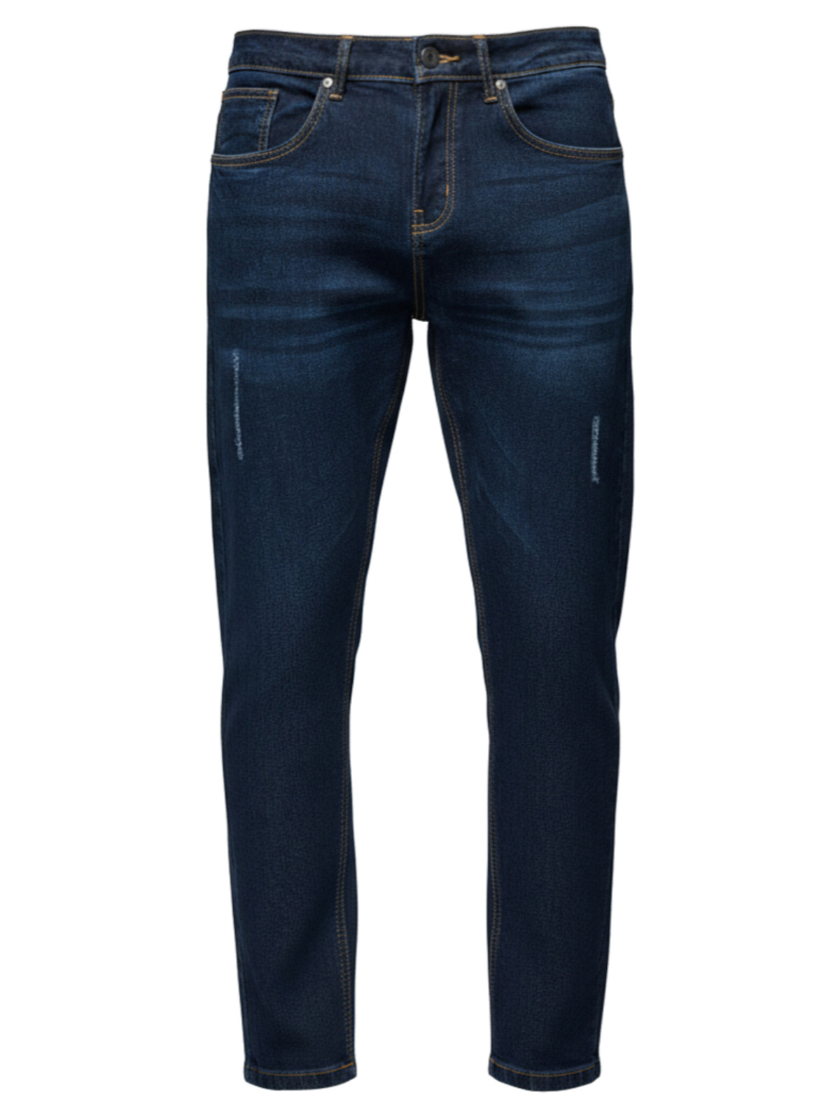 Spodnie męskie jeansowe z przetarciami REGULAR FIT - ciemnoniebieskie V4 - Rozmiar: M