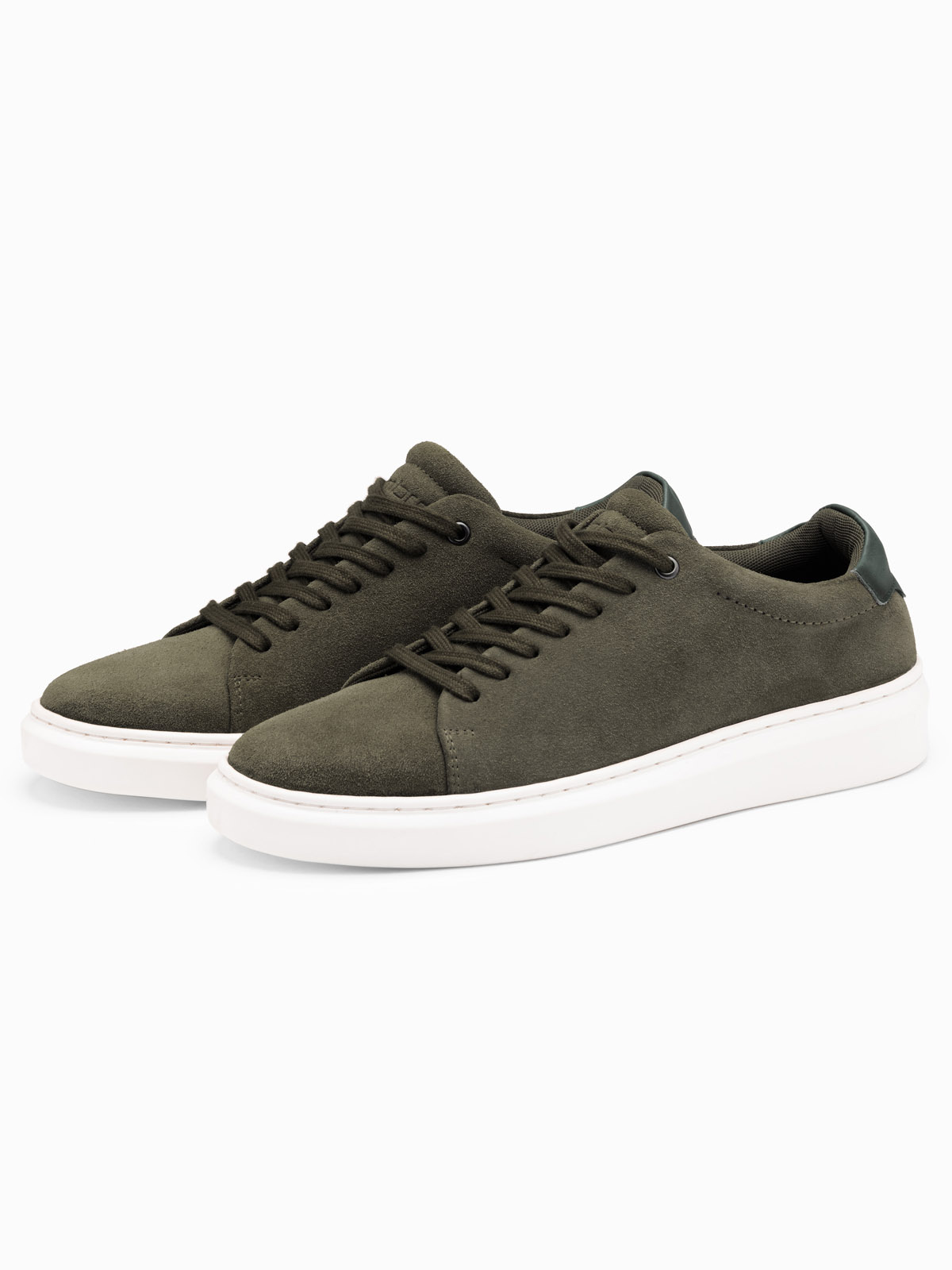 Męskie klasyczne buty sneakersy z miękkiego zamszu – ciemnooliwkowe V3 - Rozmiar: 44