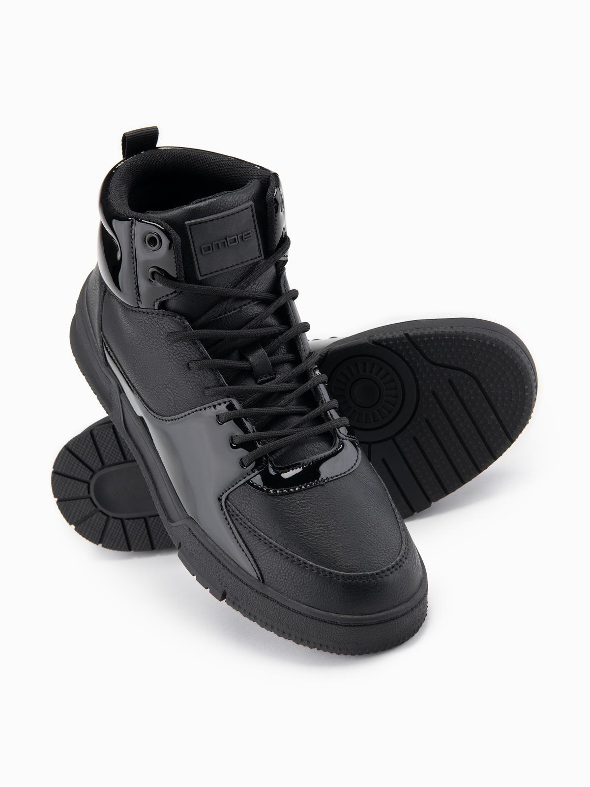 Wysokie buty męskie sneakersy z połyskującymi elementami – czarne V1 - Rozmiar: 40