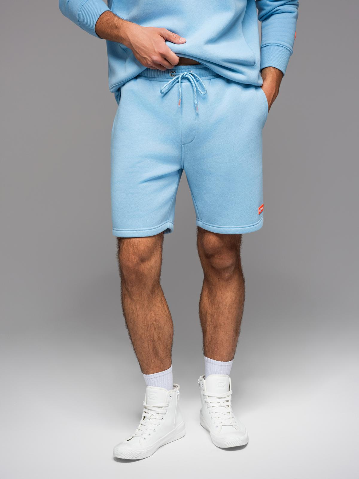 Szorty dresowe unisex ze ściągaczem w pasie – błękitne V8 - Rozmiar: XL/XXL