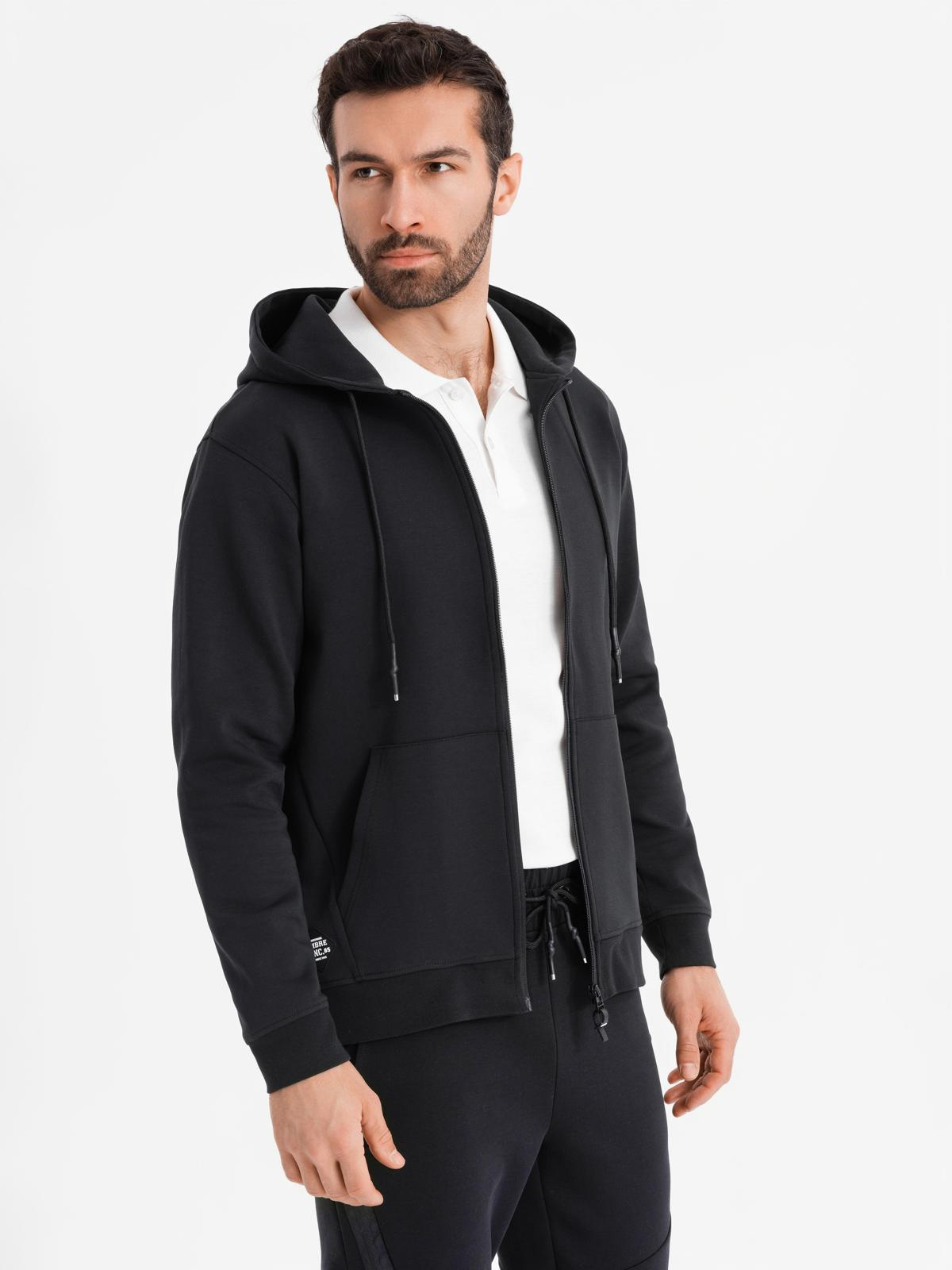 Rozpinana bluza dresowa hoodie w stylu streetwearowym – czarna V3