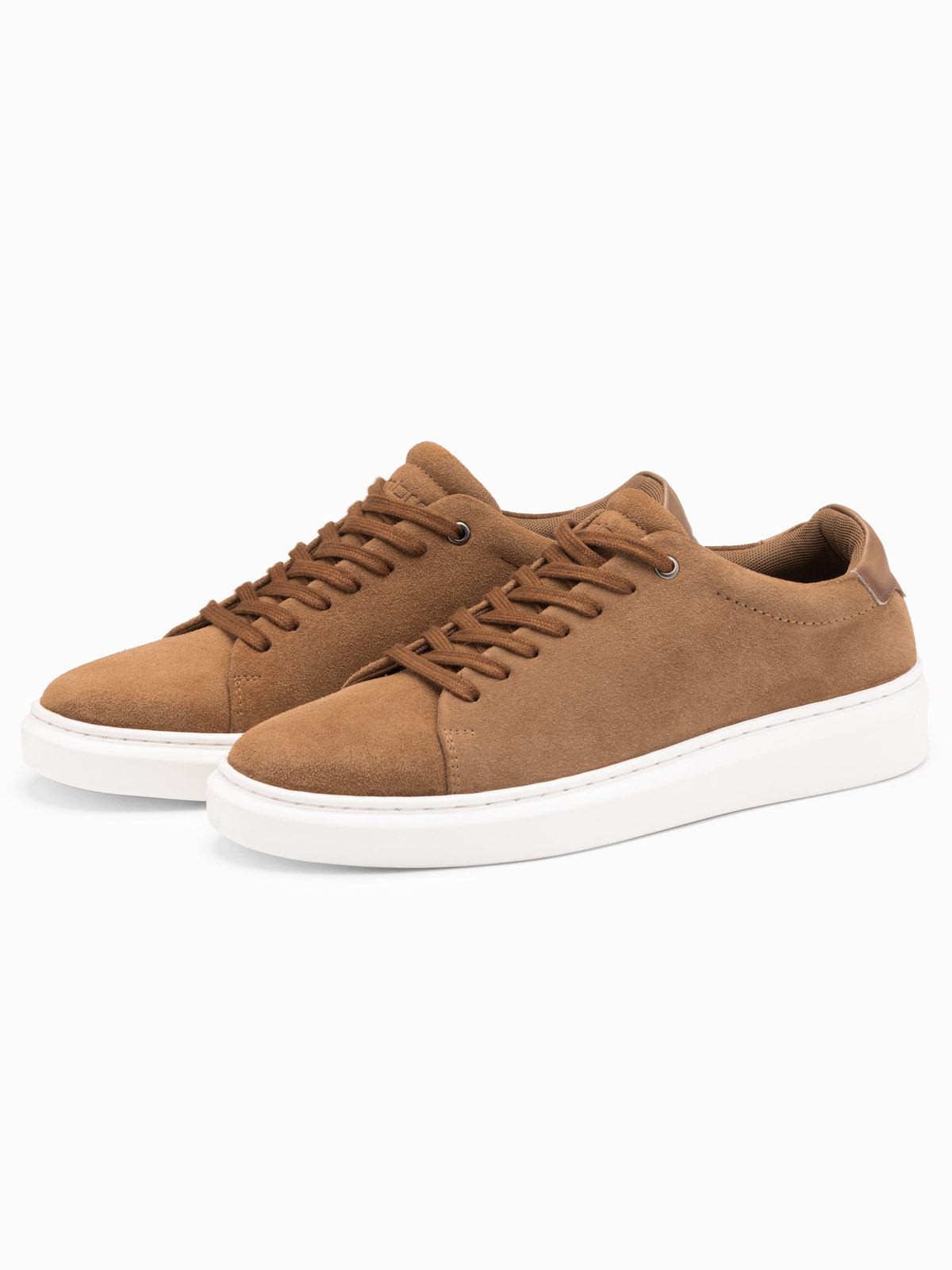 Klasyczne męskie buty sneakersy z miękkiego zamszu – jasnobrązowe V1 - Rozmiar: 43