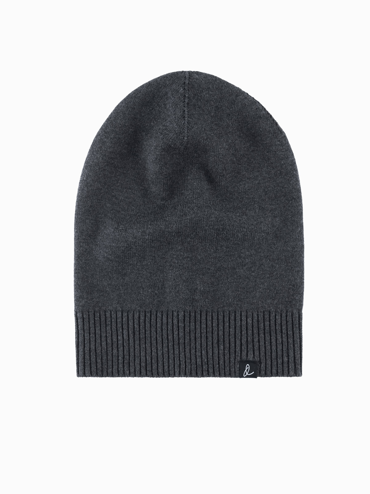 Zimowa męska czapka beanie z bawełnianej dzianiny – grafitowy melanż V2
