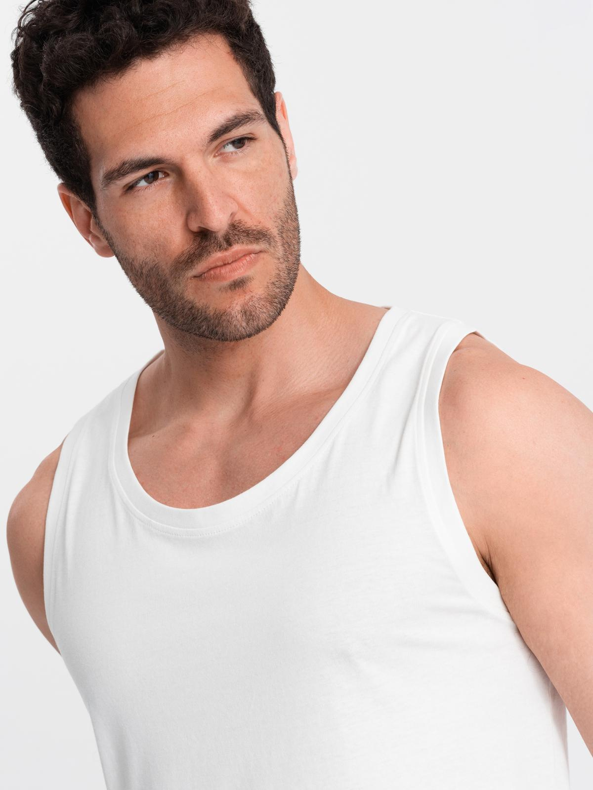 Męska bawełniana koszulka tank top BASIC – biała V1 - Rozmiar: XXL