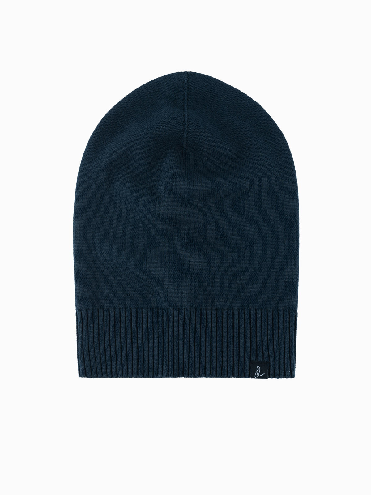 Męska czapka zimowa beanie z bawełnianej dzianiny – granatowa V4