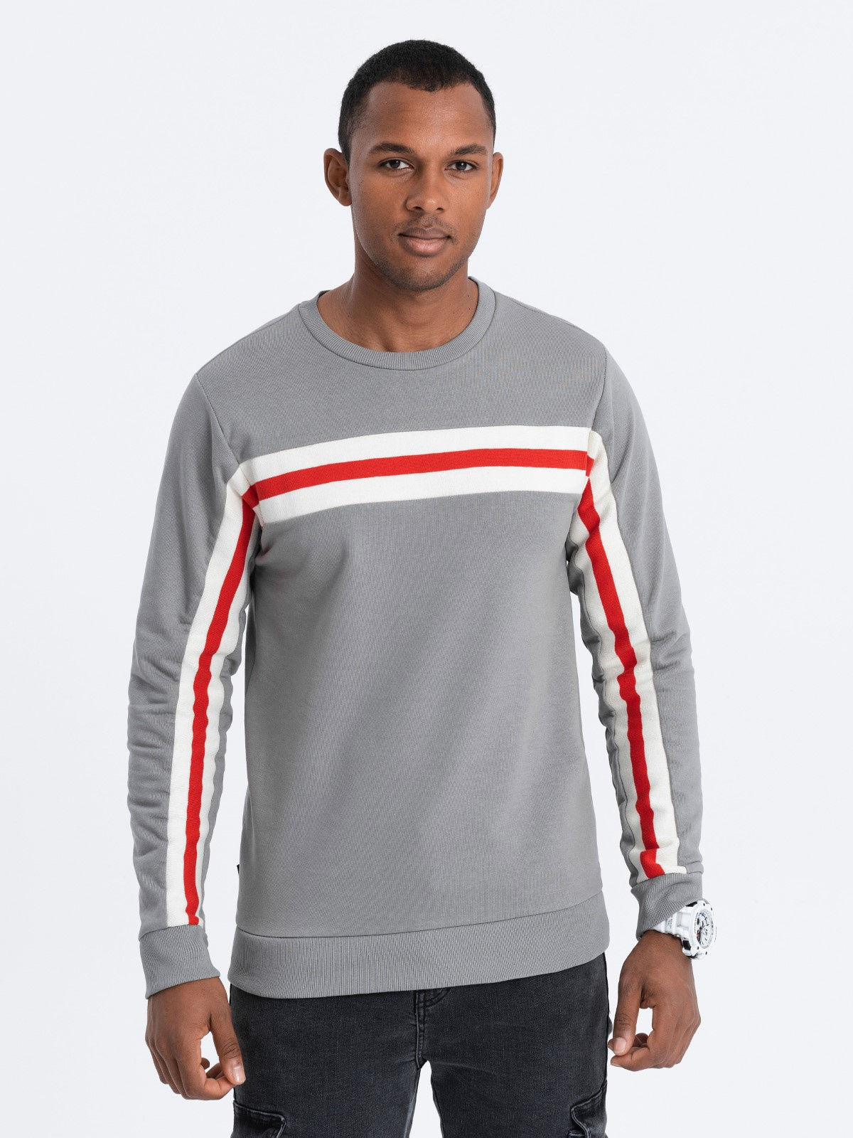Bluza męska z lampasem - szara V6