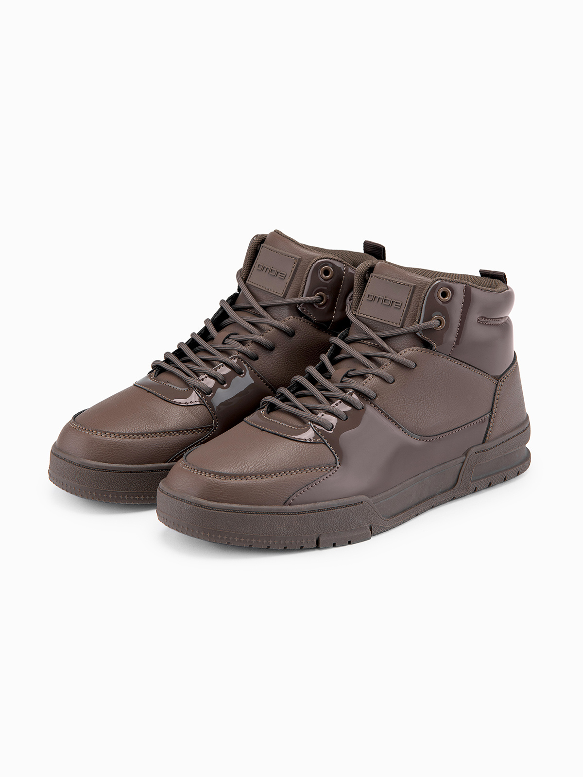 Buty męskie wysokie sneakersy z połyskującymi elementami – ciemnobrązowe V3 - Rozmiar: 44