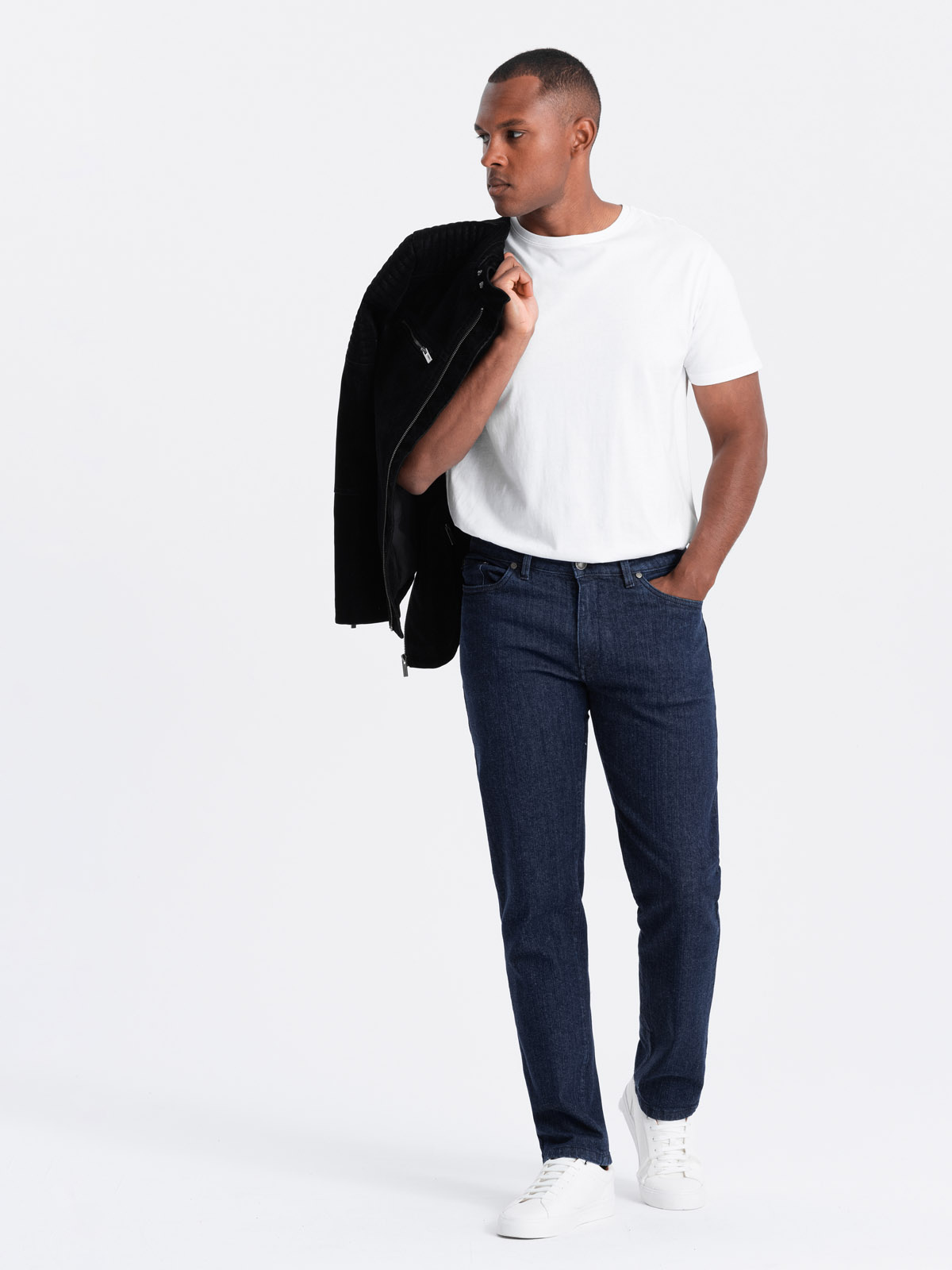 Klasyczne męskie jeansowe spodnie REGULAR FIT – indygo V1 - Rozmiar: XL