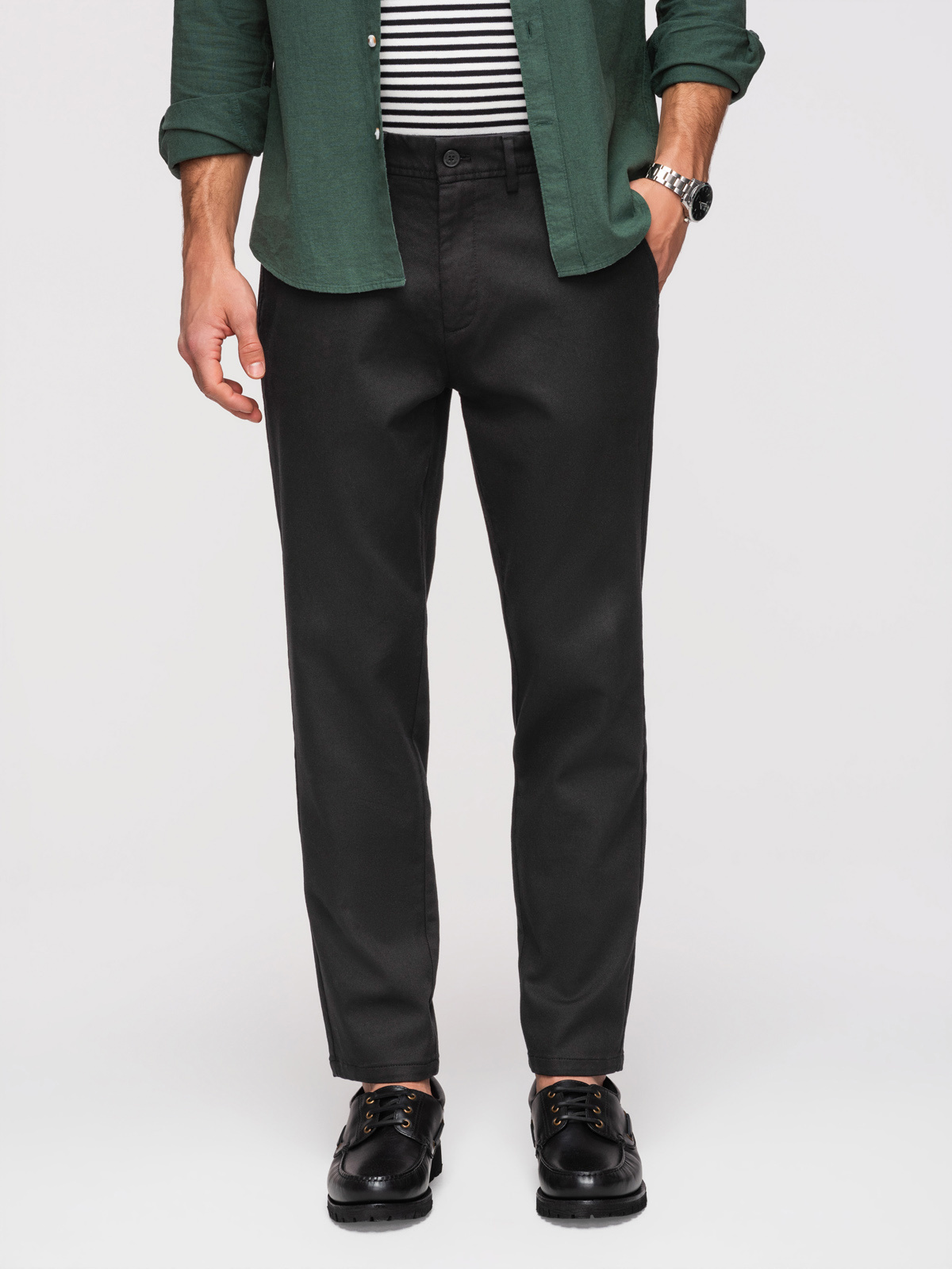 Spodnie męskie chino SLIM FIT z delikatną teksturą - czarne V3