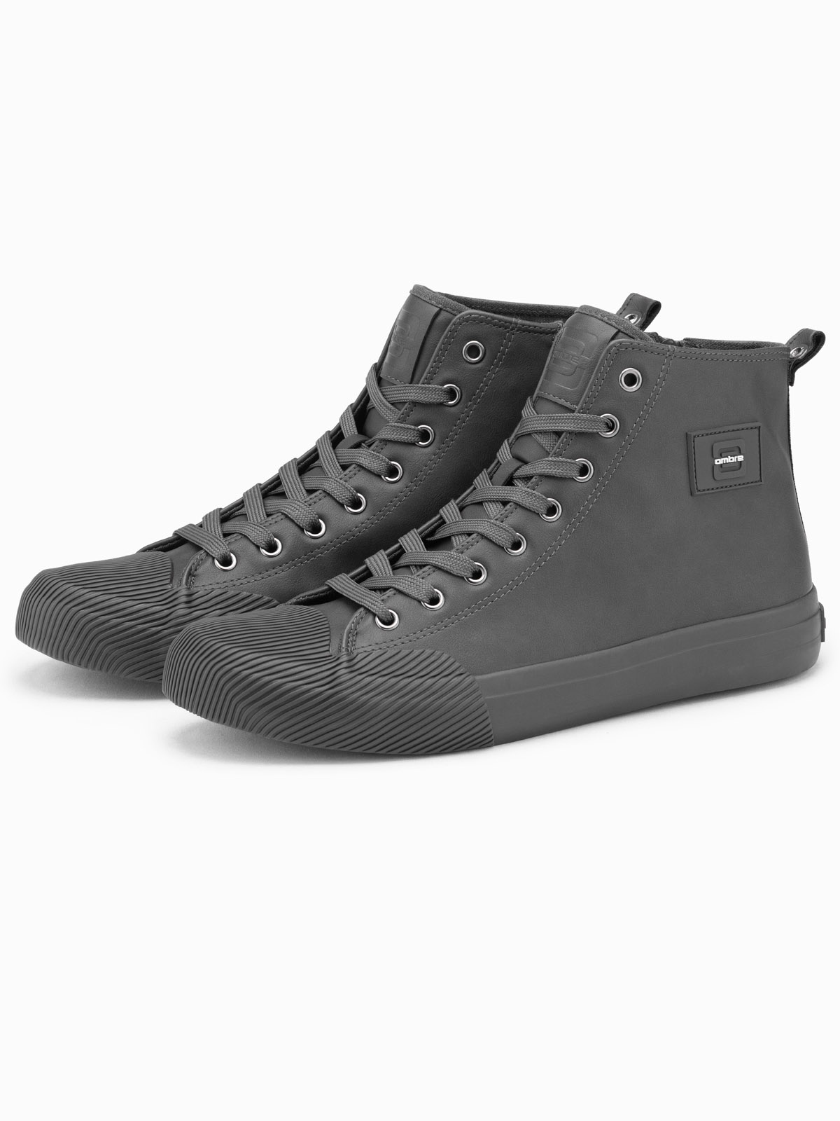 Męskie wysokie buty trampki z ozdobnym noskiem – szare V2 - Rozmiar: 40