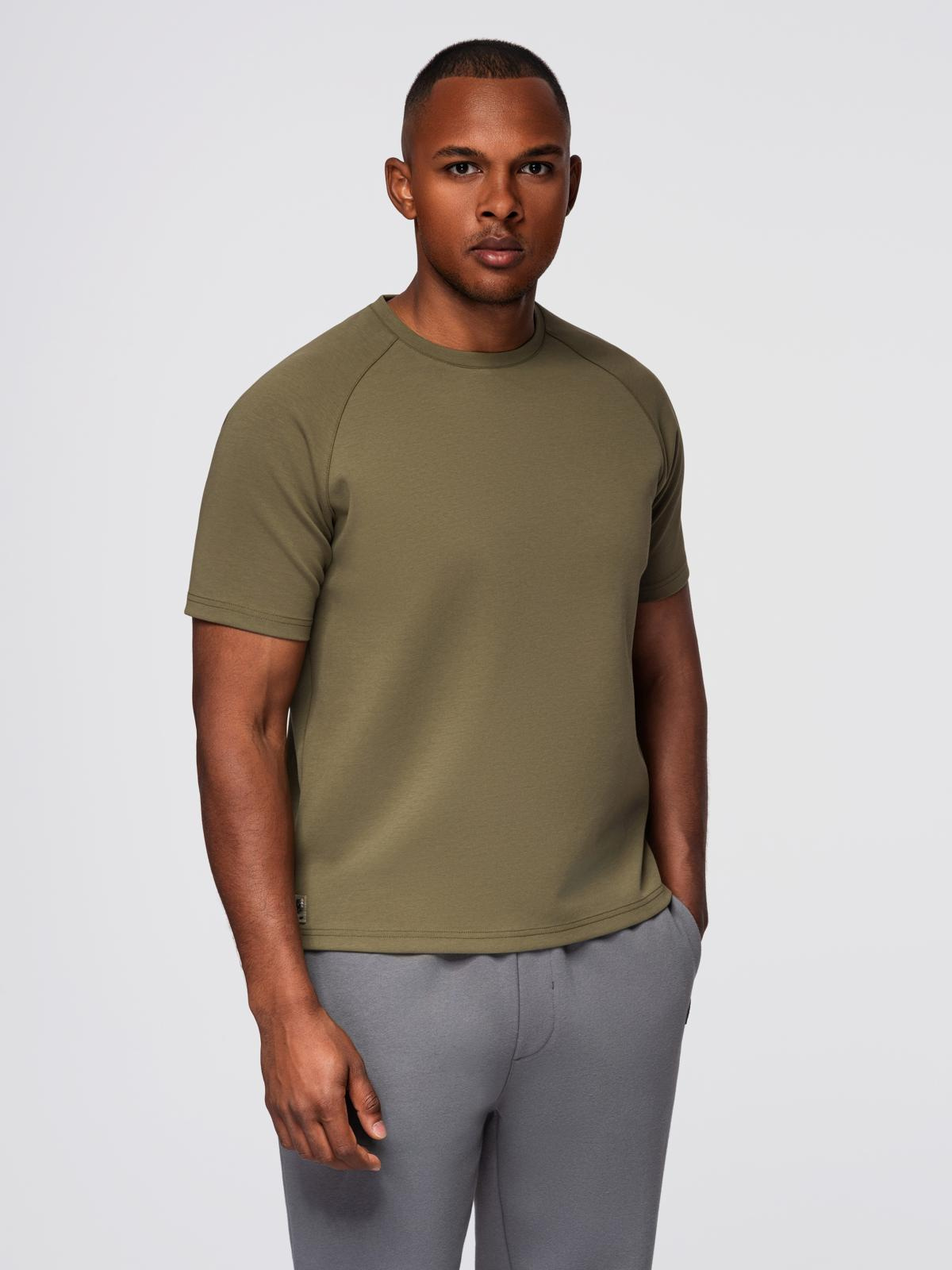 Koszulka męska COMFORT FIT z raglanowym rękawem – oliwkowa V4