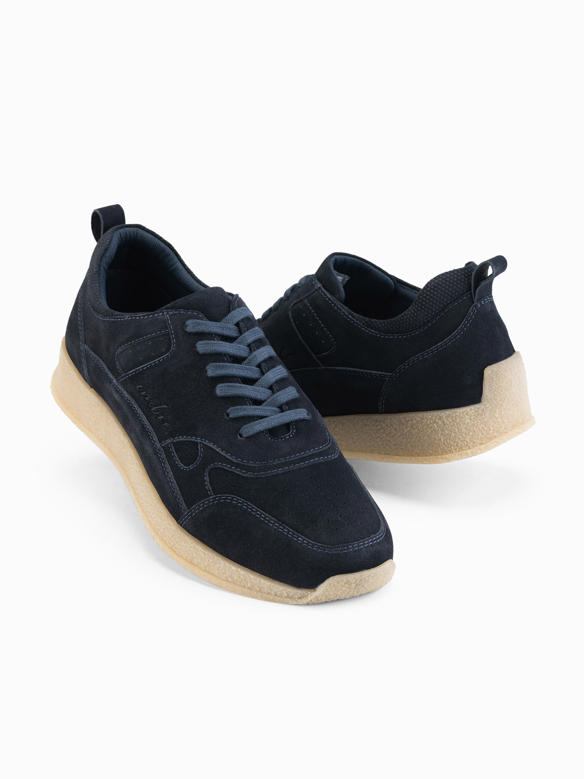Lekkie męskie sneakersy zamszowe w stylu sportowym – granatowe V2